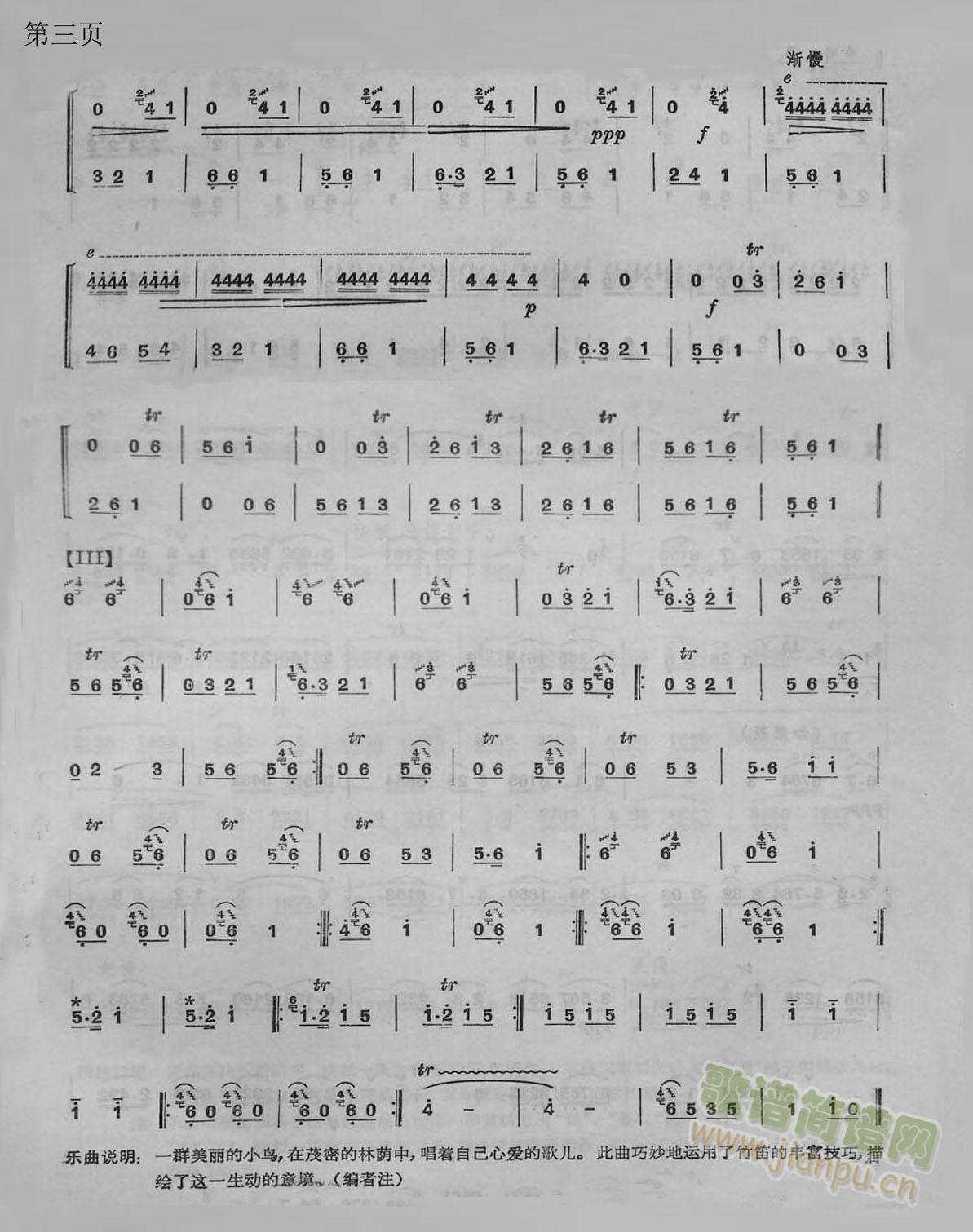 荫中鸟笛子曲谱